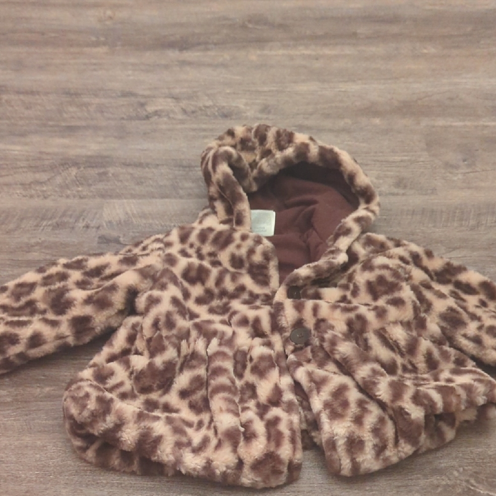 First Impressions Brown Leopard Print Pea Coat